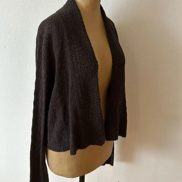 Eileen Fisher XL brown knit cardigan open front beautiful weave great condition - Picture 5 of 8